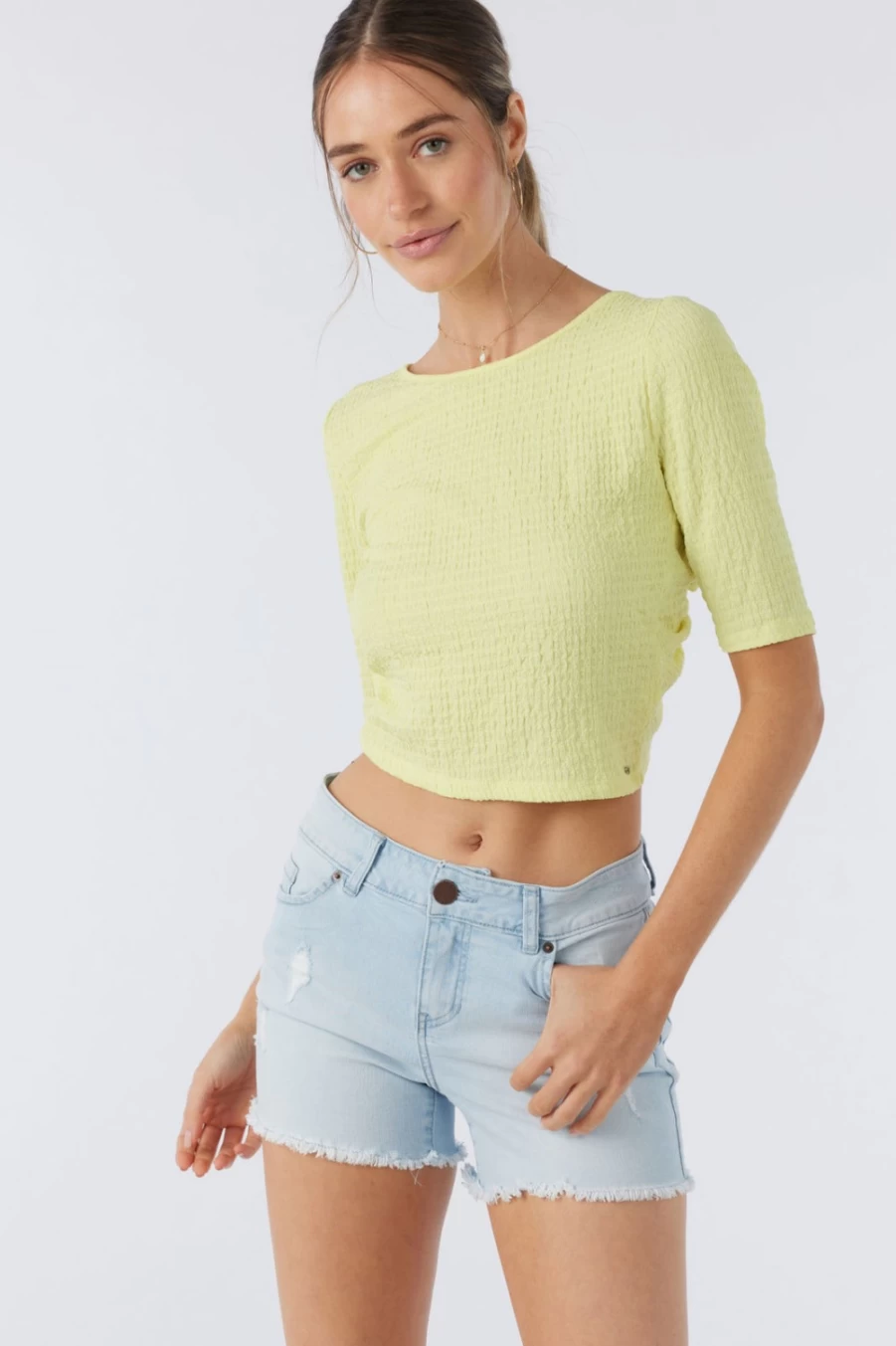 O'Neill Women's Kitsy Solid Top in Lemonade - Lightweight Casual Tee