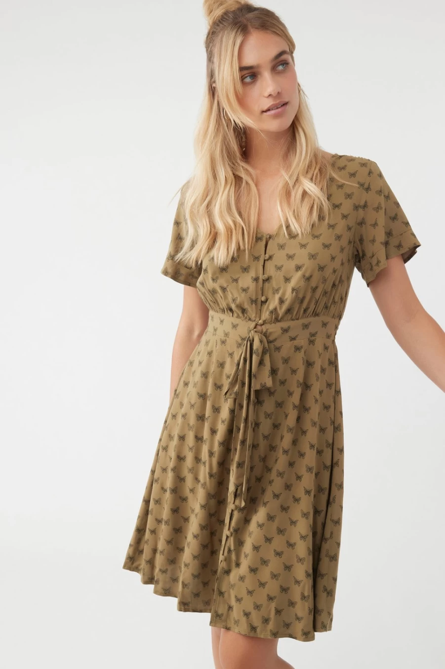 O'Neill Women's Nicolette Olive Dress - Casual Comfort Fit Olive Green Dress