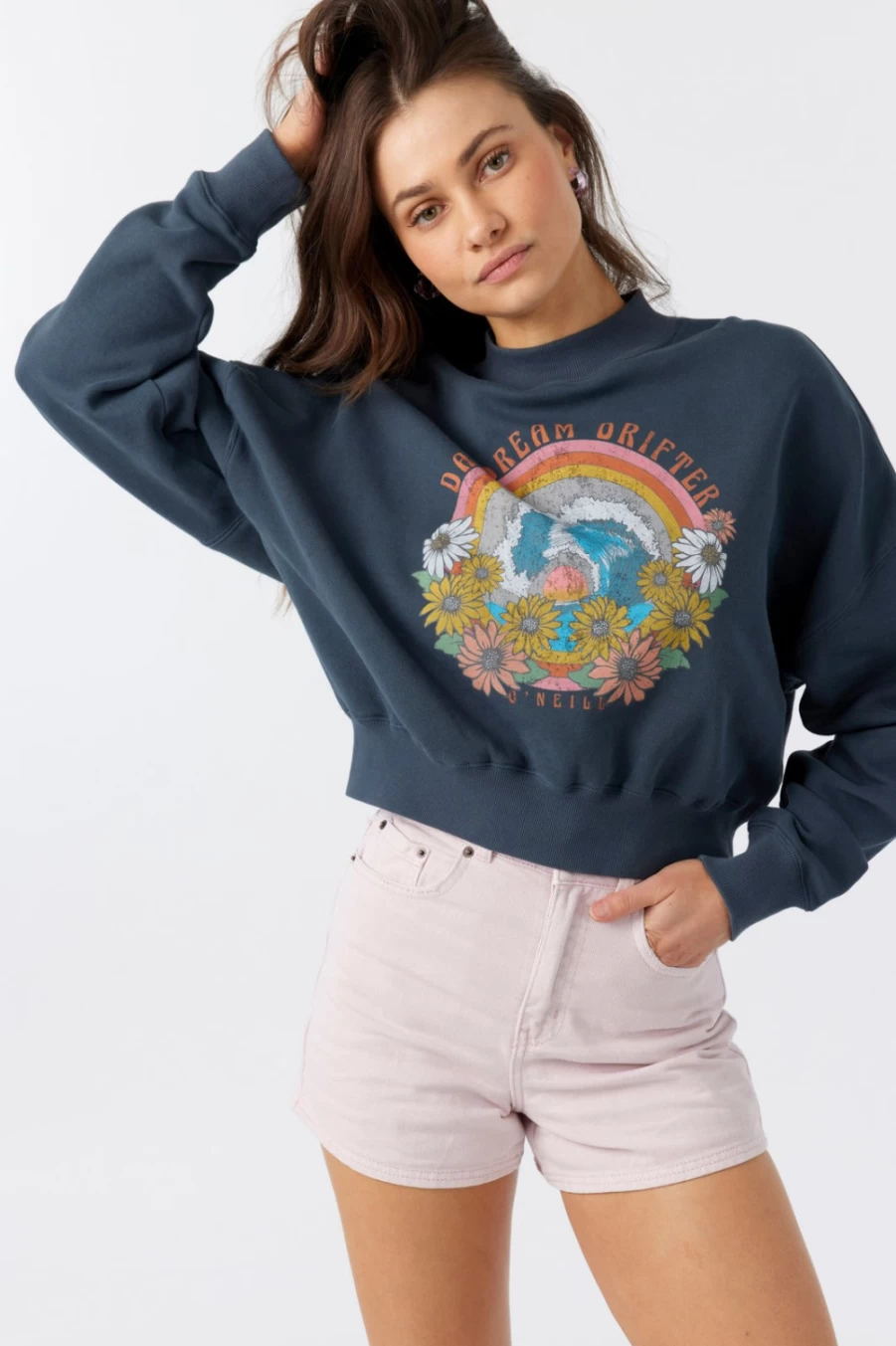 O'Neill Women's Moment Crop Pullover Sweatshirt - Slate