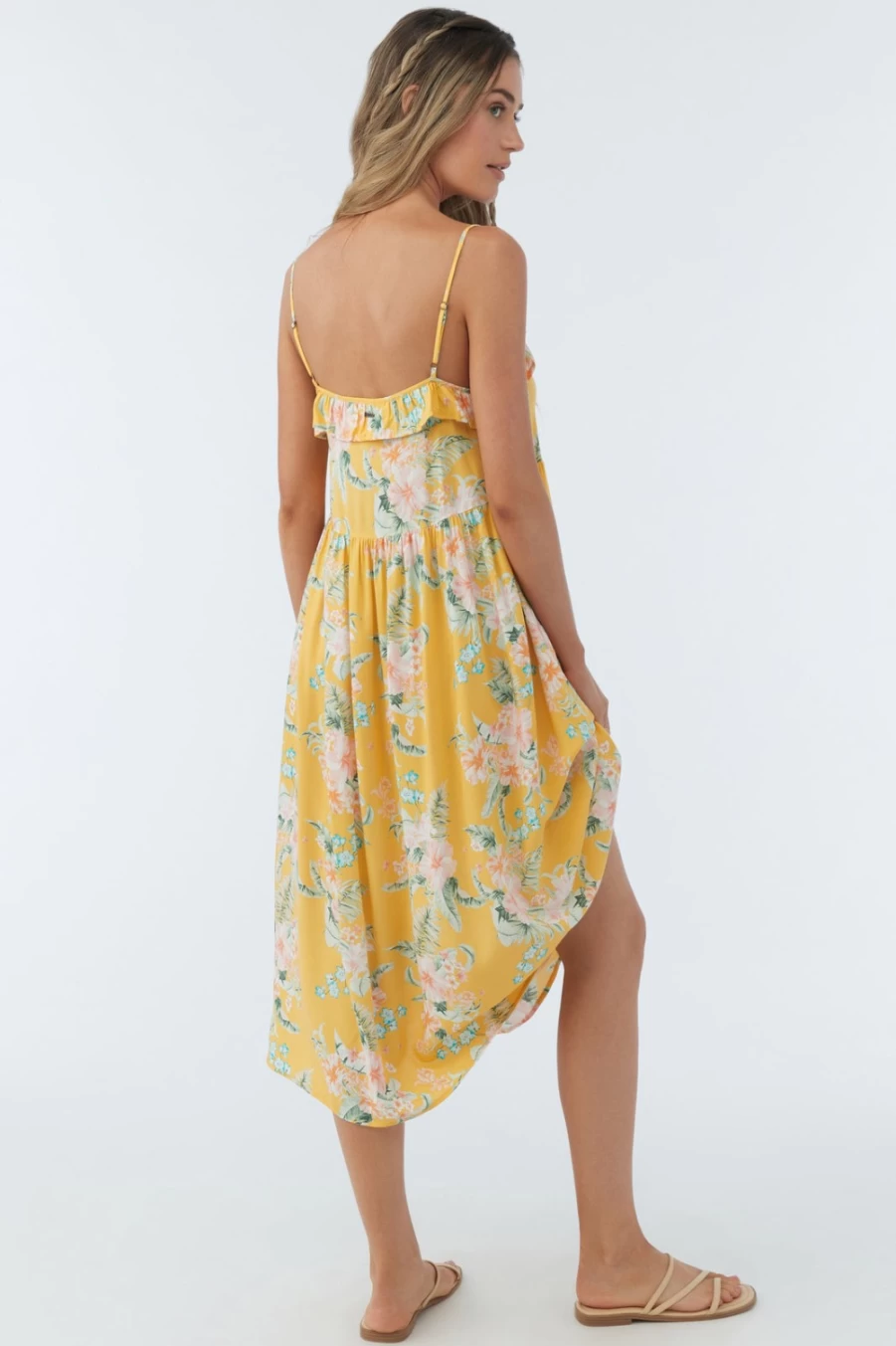 O'Neill Women's Gardenia Midi Dress in Sahara - Flowy Boho Summer Dress