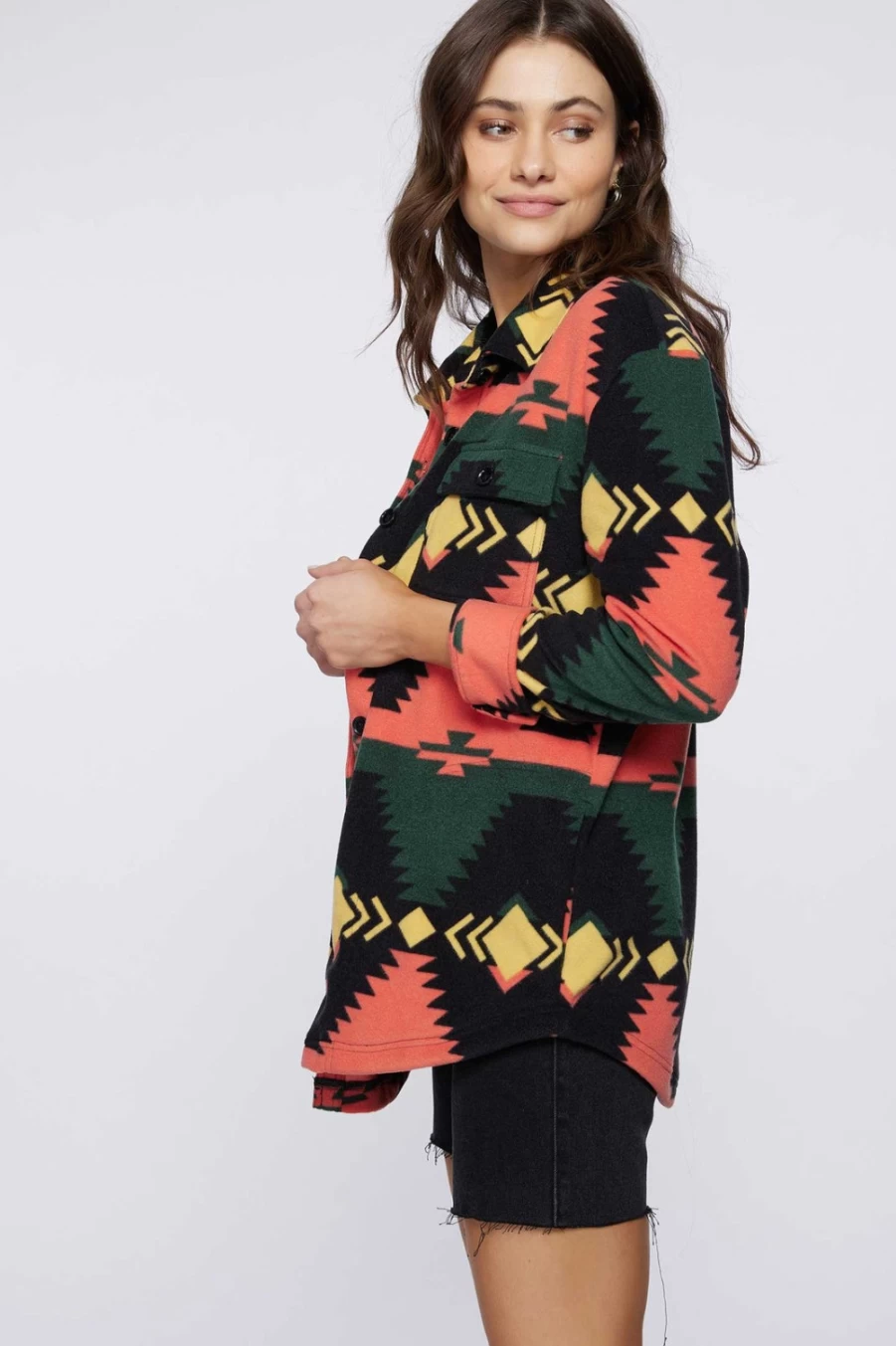 O'Neill Women's Porcelainrose Printed Superfleece Shirt Jacket - Collins Style