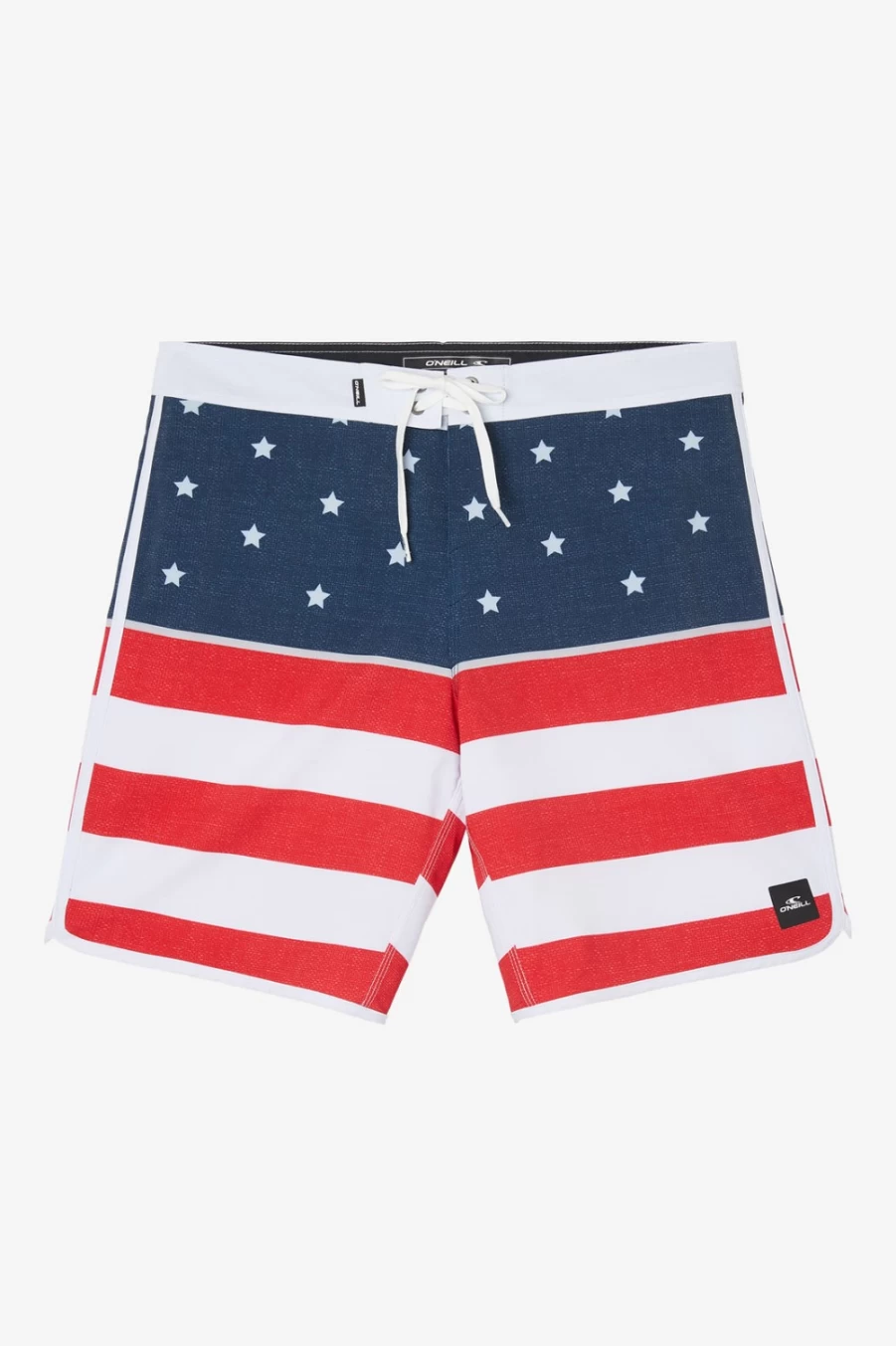 O'Neill Men's Hyperfreak Mysto Scallop Flag 19" Boardshorts - Red/White/Blue