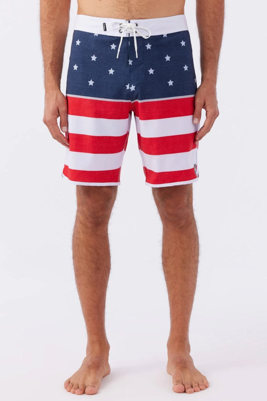 O'Neill Men's Hyperfreak Mysto Scallop Flag 19" Boardshorts - Red/White/Blue