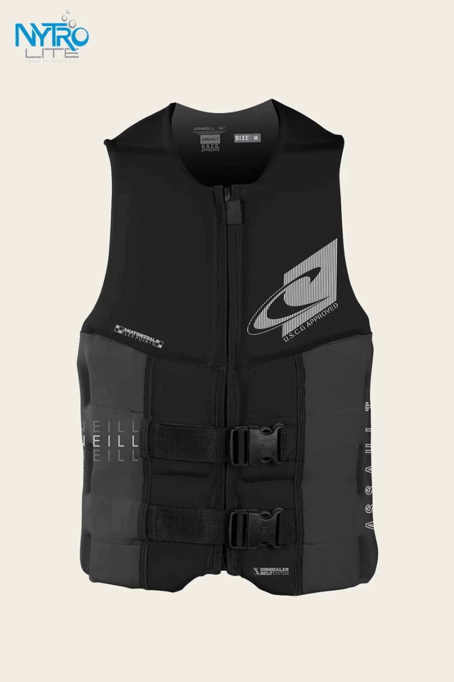 O'Neill Men's Assault USCG Vest - Black/Graphite Safety Flotation Device