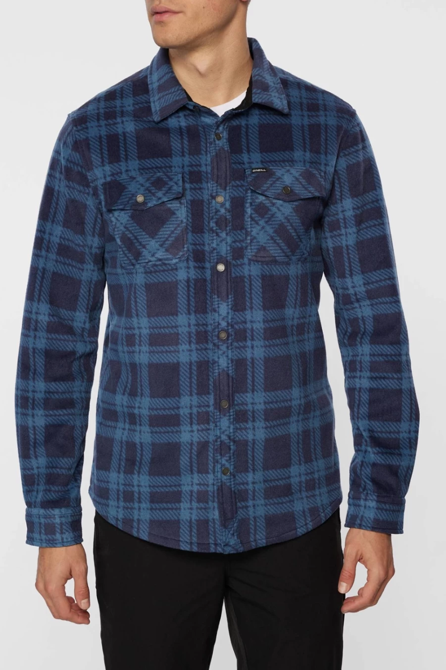 O'Neill Men's Navy Glacier Plaid Superfleece Flannel Shirt
