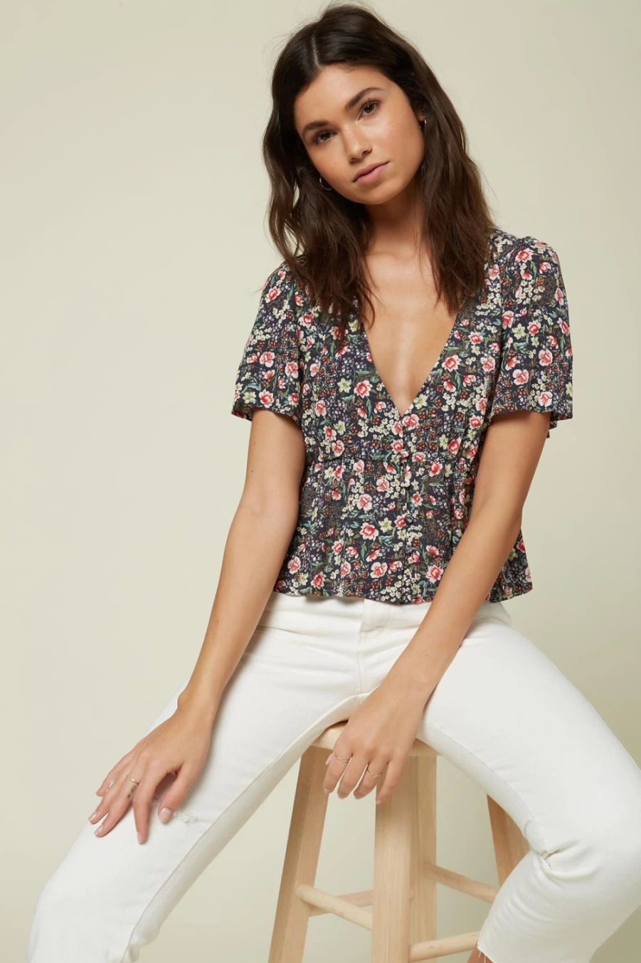 O'Neill Women's Floral Top in Abyss - Stylish Wes Floral Design for Women