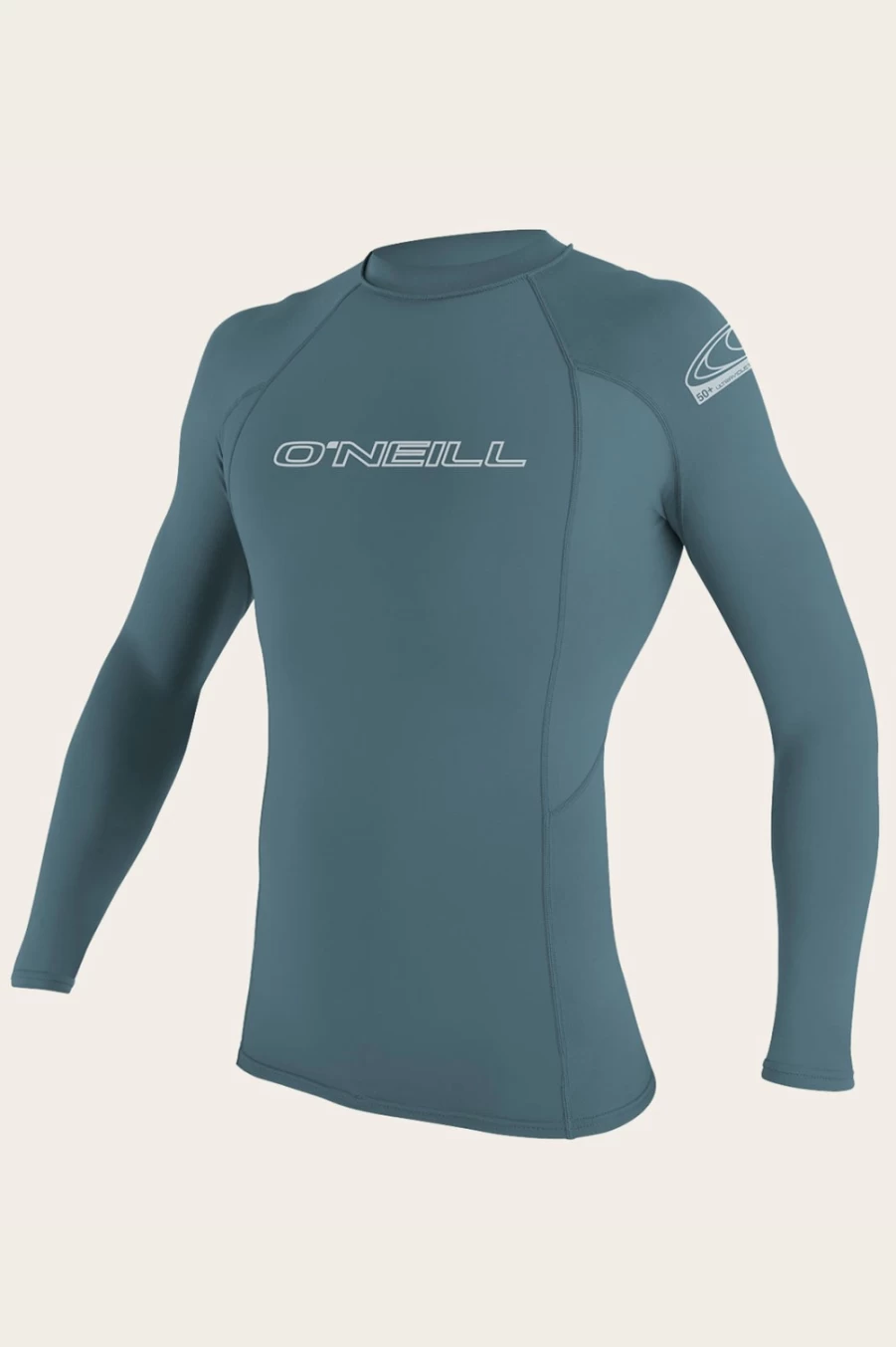 O'Neill Men's Basic Skins 50+ Long Sleeve Rash Guard - Dusty Blue UPF Sun Protection Swim Shirt