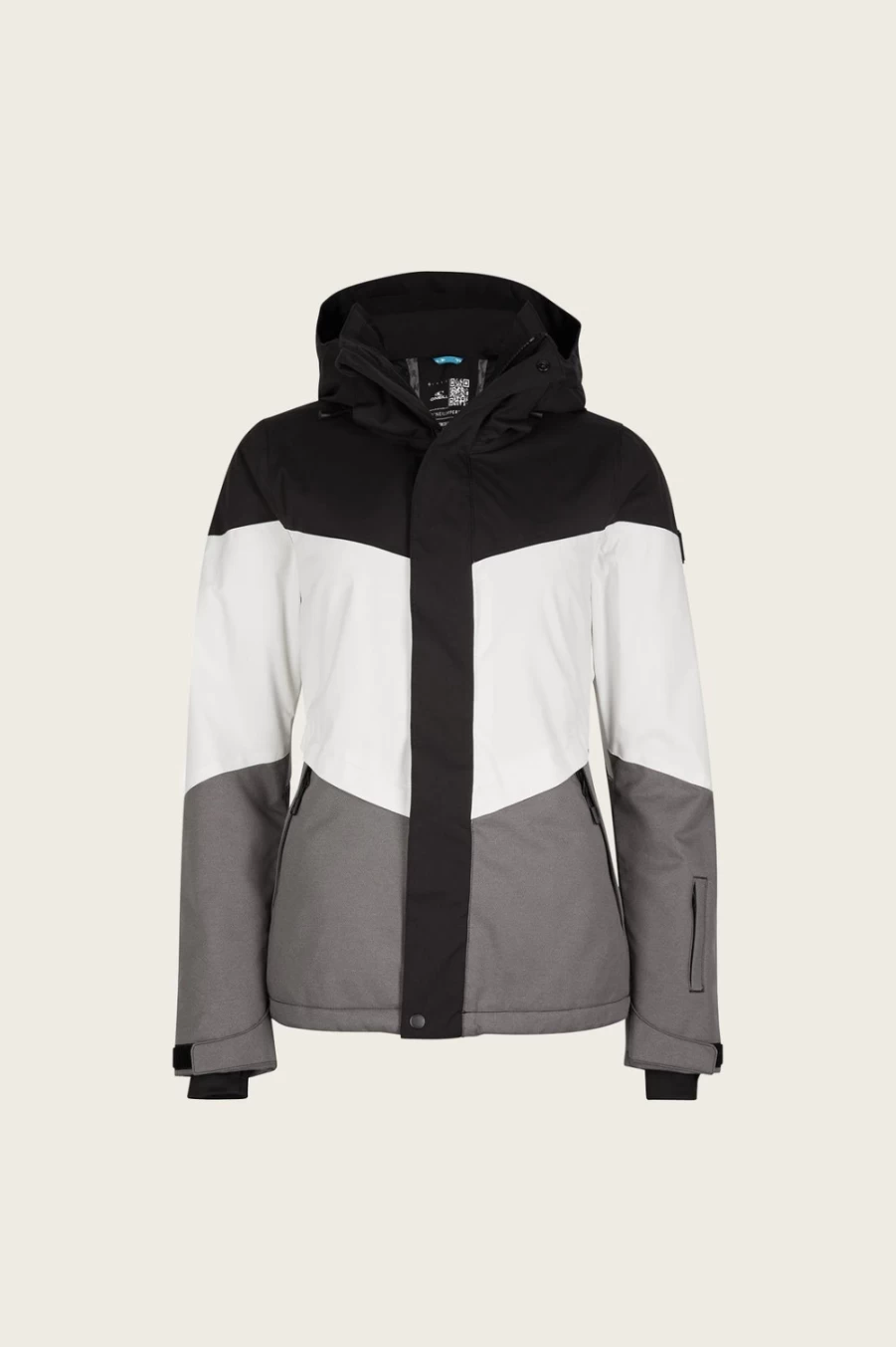 O'Neill Women's Coral Jacket in Grey/Black - Lightweight Waterproof Windbreaker