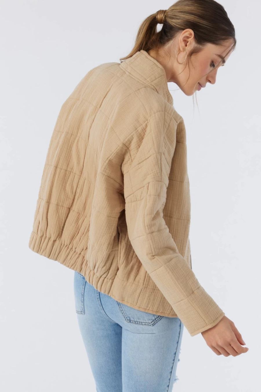 O'Neill Women's Khaki Mabeline Jacket - Lightweight Outdoor Water-Resistant Windbreaker