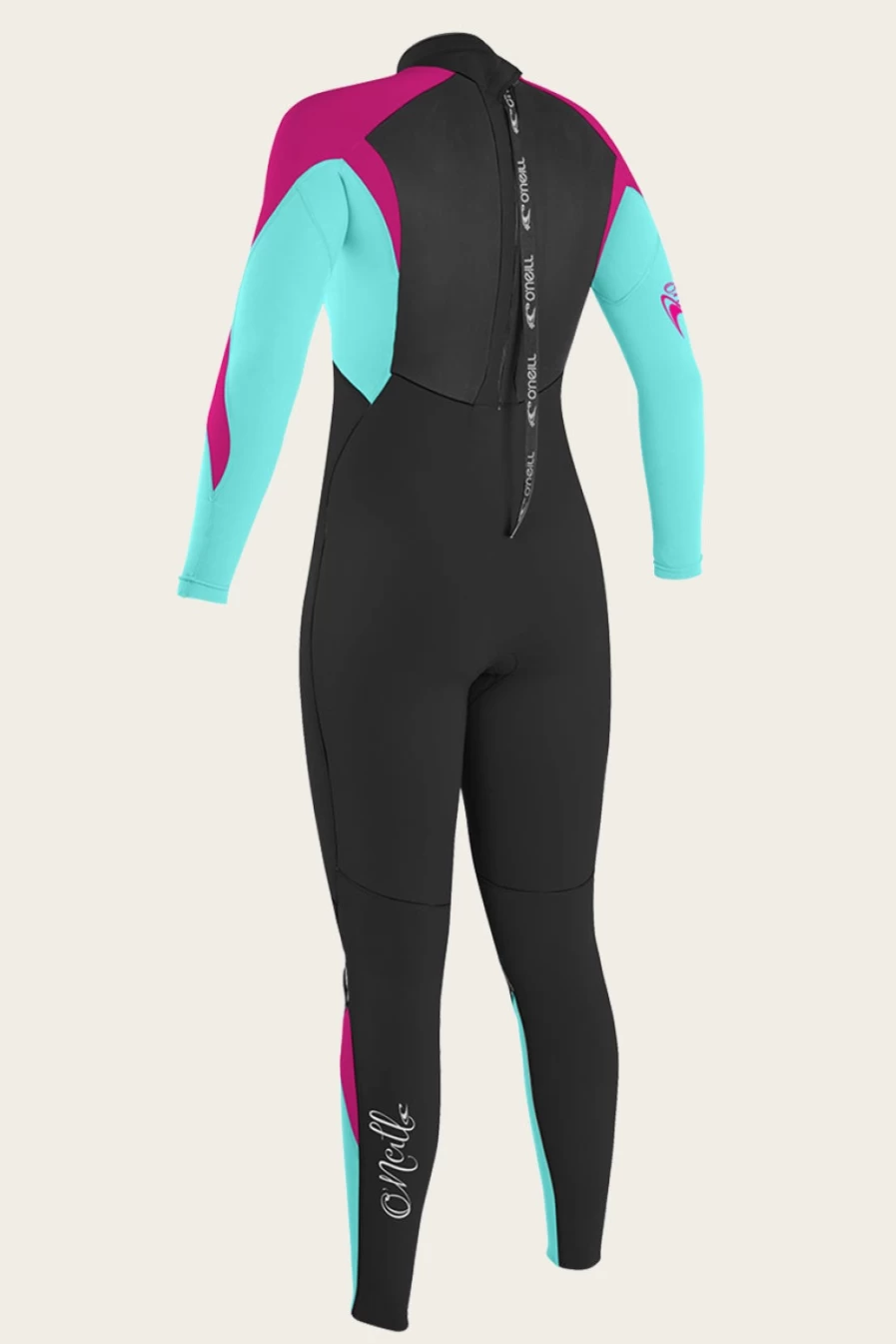 O'Neill Men's Epic 4/3mm Back Zip Full Wetsuit - Black/Seaglass/Berry