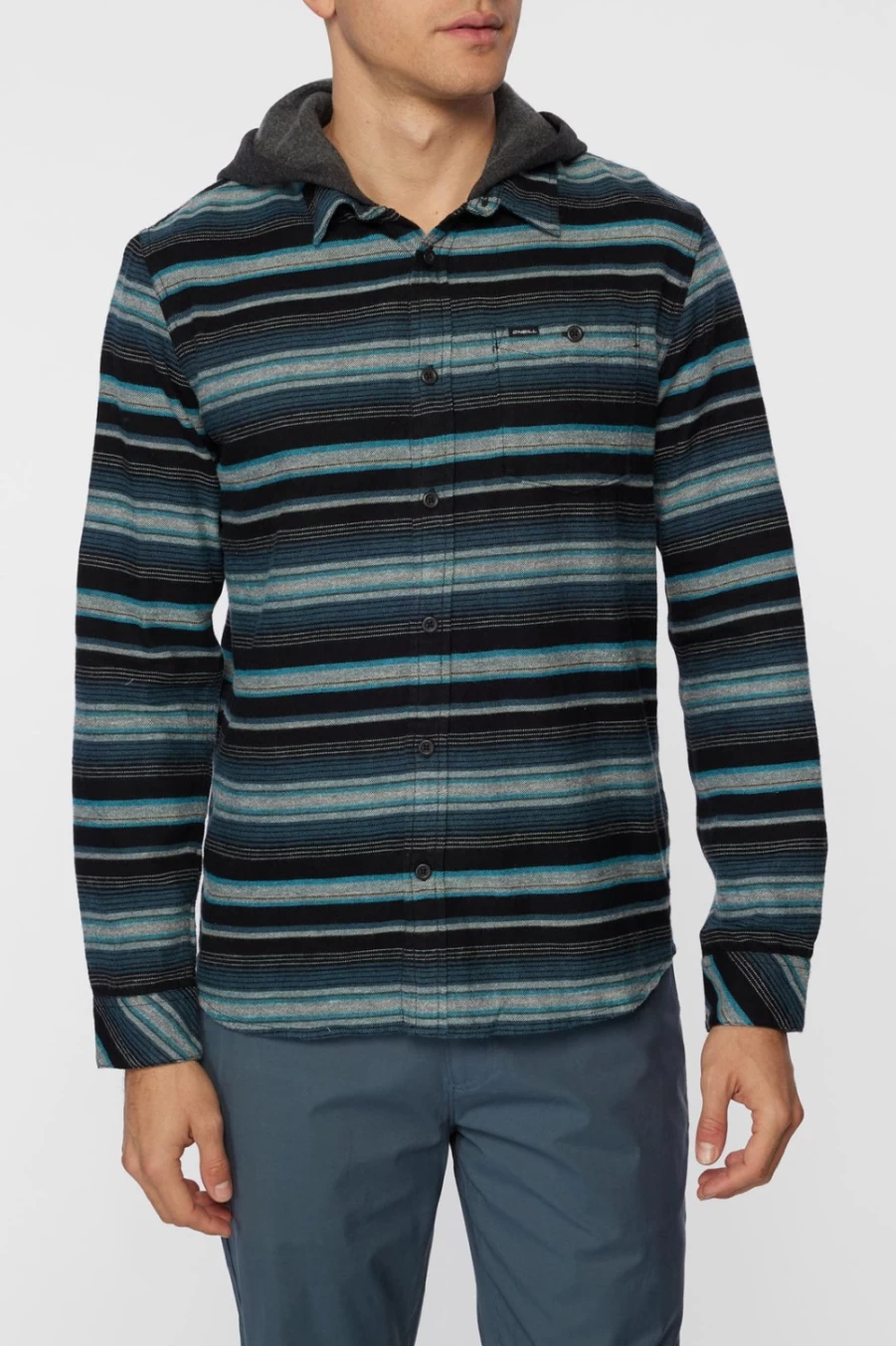 O'Neill Men's Black Redmond Hooded Flannel Shirt