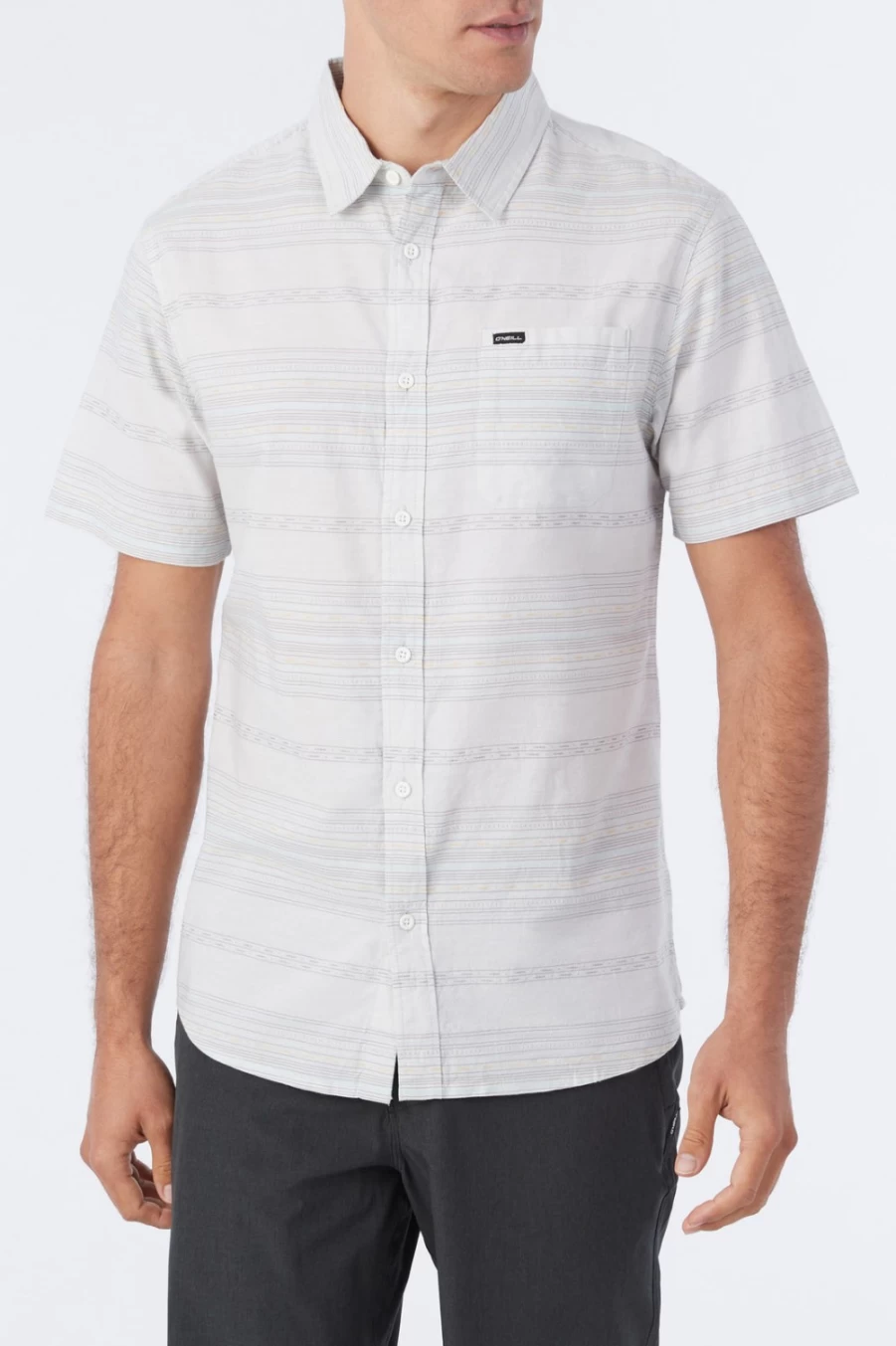 O'Neill Men's White Seafaring Stripe Standard Shirt - Classic Nautical Style