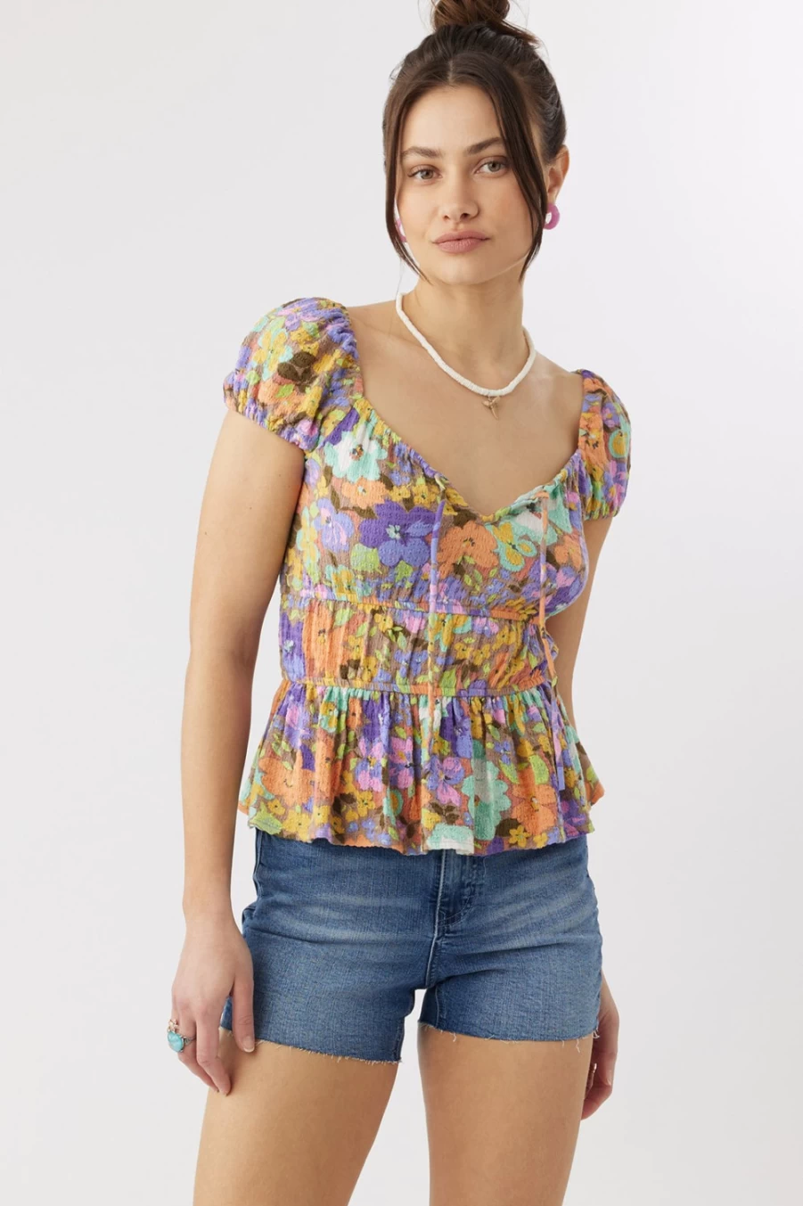 O'Neill Women's Raja Multi Floral Multicolored Top