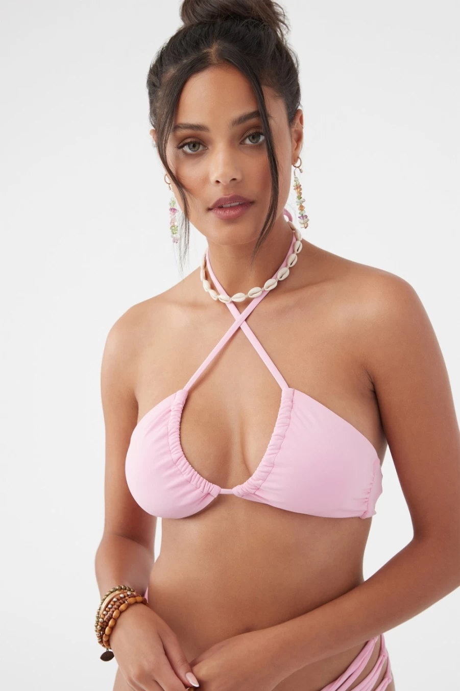 O'Neill Women's Pink Saltwater Solids Embry Top Swimwear