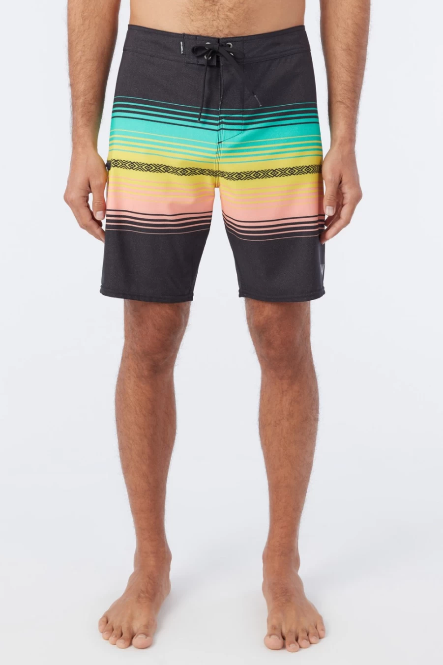 O'Neill Men's Hyperfreak Heat Stripe Line 19" Boardshorts - Black