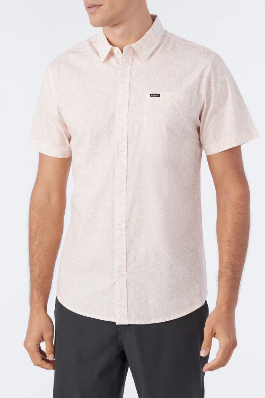 O'Neill Men's Quiver Stretch Modern Shirt in Pinkdust - Comfort Fit Casual Wear