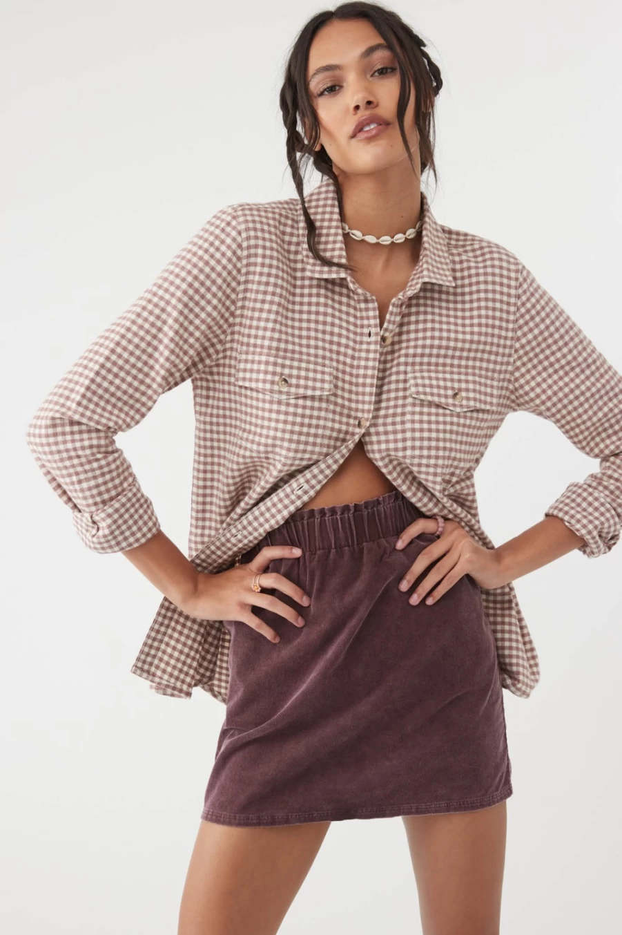 O'Neill Women's Brown Nash Flannel Long Sleeve Top