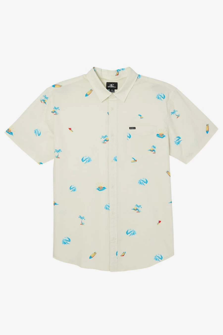 O'Neill Men's Cream Quiver Stretch Standard Shirt - Comfort Fit Casual Wear