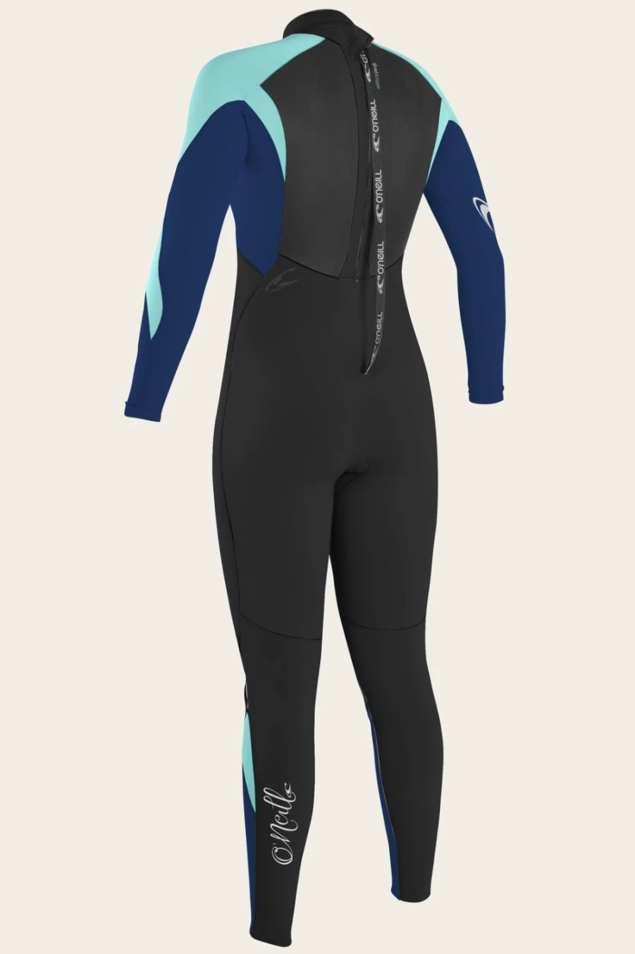 O'Neill Women's Epic 4/3mm Back Zip Full Wetsuit - Black, Navy, Seaglass