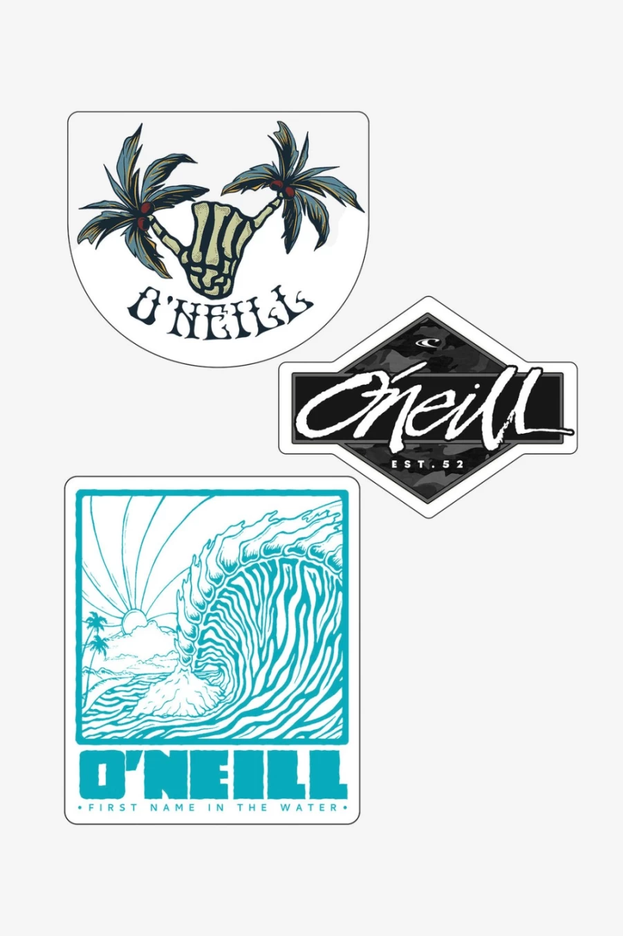 O'Neill Men's Sticker 3-Pack - Premium Decorative Stickers for Surf & Skate Enthusiasts