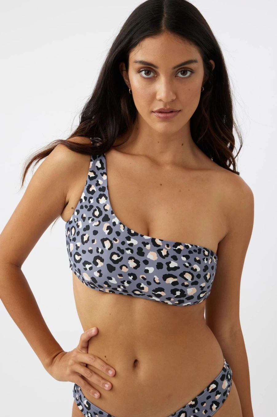 O'Neill Women's Leopard Print One Shoulder Top in Tradewinds