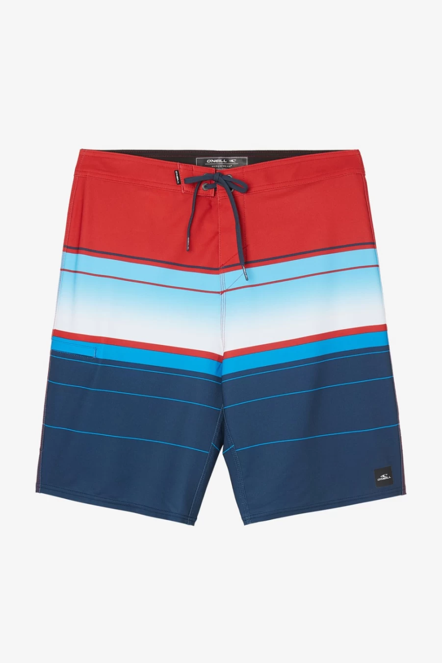 O'Neill Men's Hyperfreak Heat Stripe 21" Boardshorts - Red/White/Blue Surf Swim Trunks