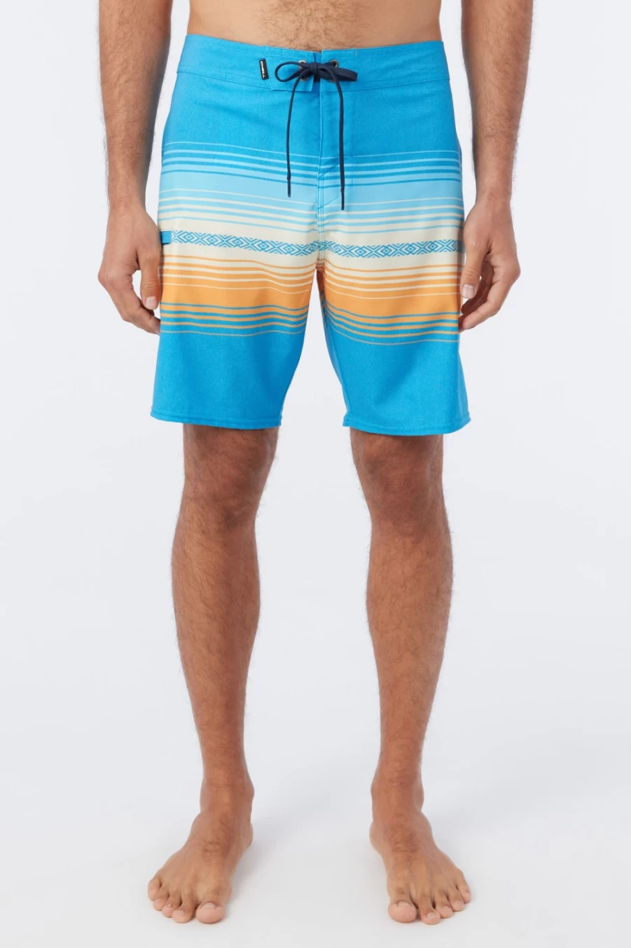 O'Neill Men's Hyperfreak Heat Stripe Line 19" Boardshorts in Medium Blue