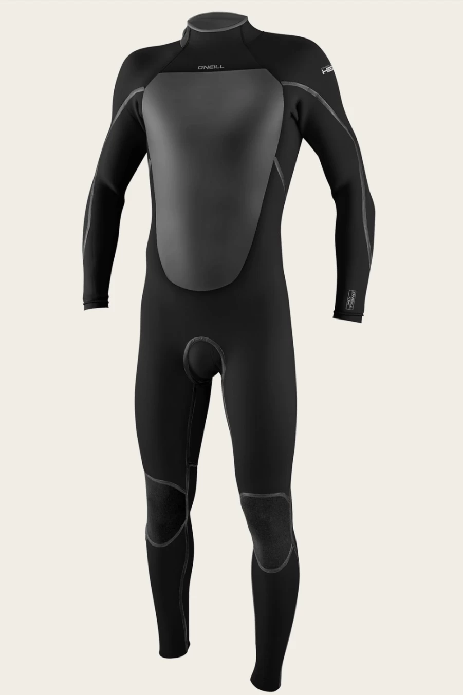 O'Neill Men's Heat 4/3mm Back Zip Full Wetsuit - Black/Black