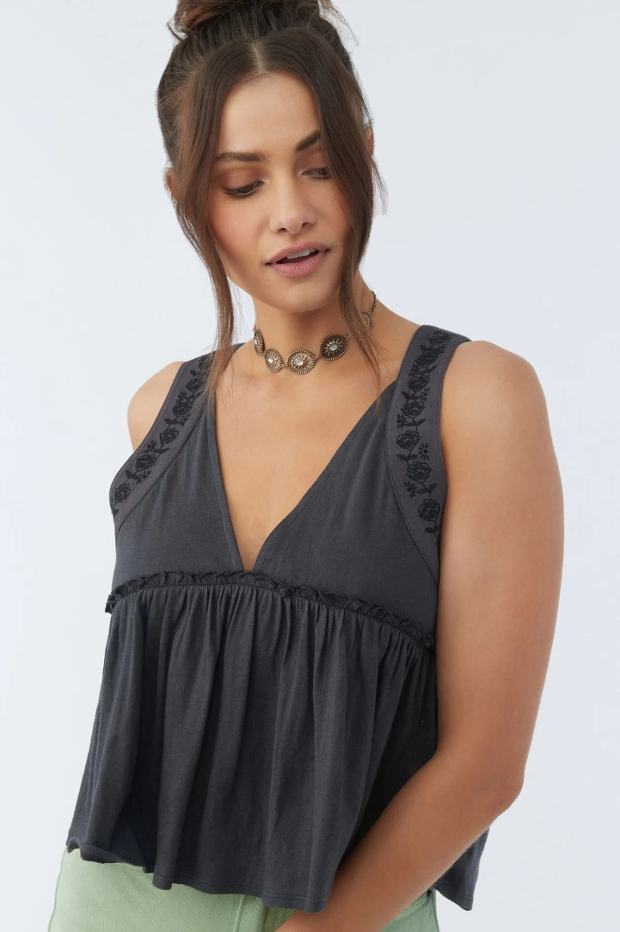 O'Neill Women's Deanna Tank Top in Charcoal2 - Comfortable & Stylish