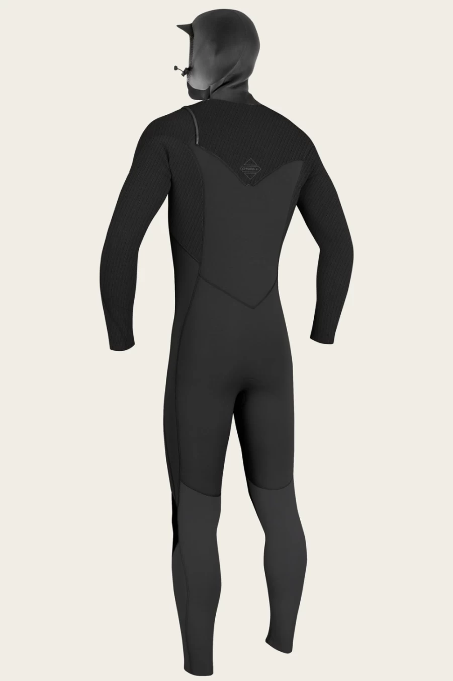 O'Neill Men's Hyperfreak 5/4mm Chest Zip Hooded Full Wetsuit - Black/Black
