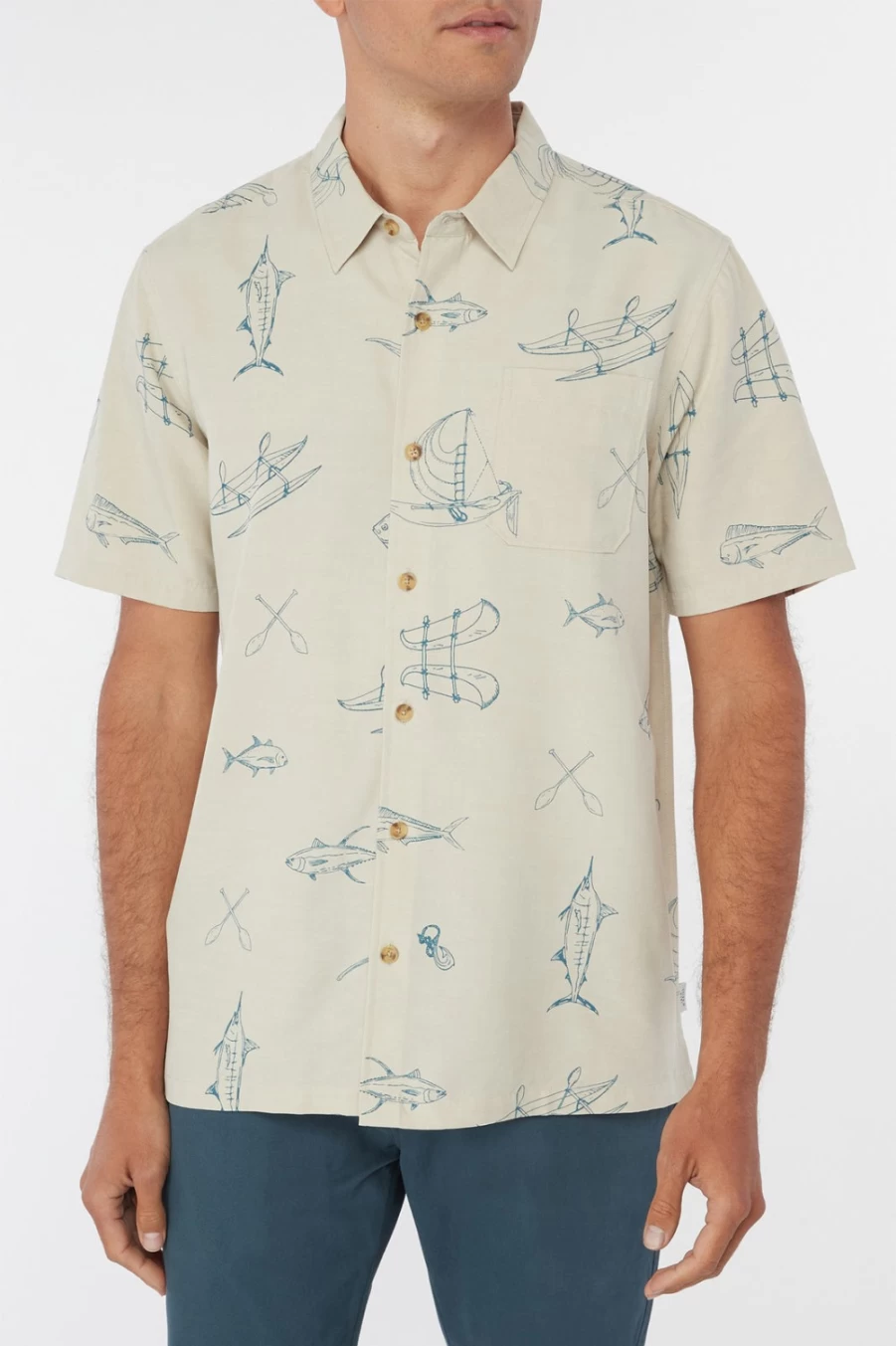 O'Neill Men's Light Khaki Ocean Life Shirt - Jack O'Neill Collection