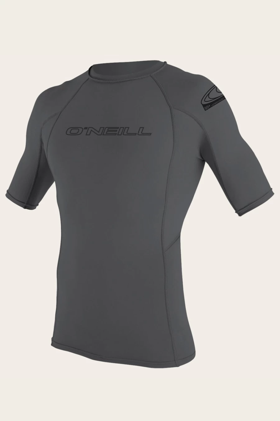 O'Neill Men's Basic Skins 50+ S/S Rash Guard - Smoke Color UPF Sun Protection Swim Shirt