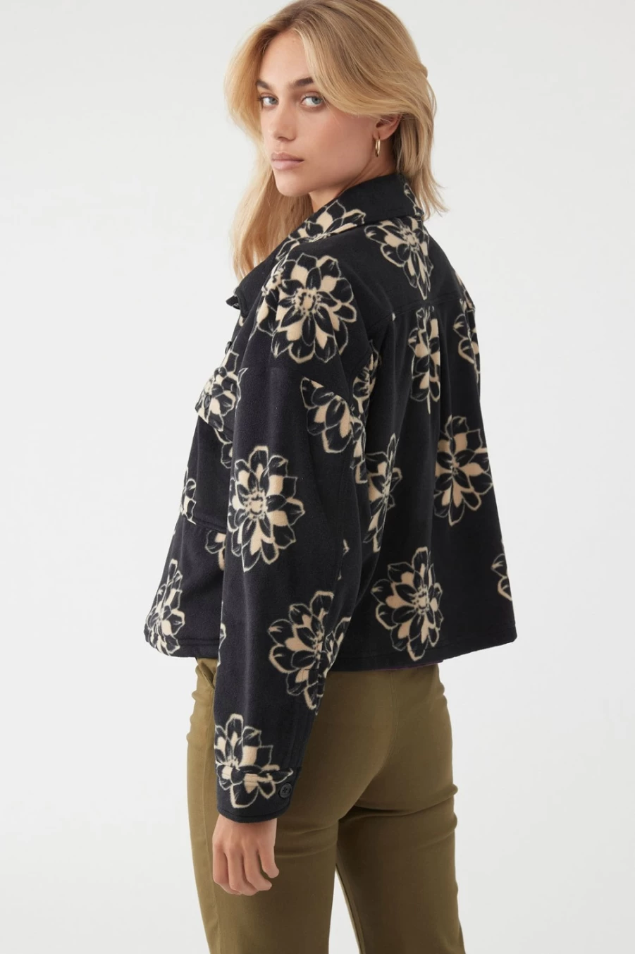 O'Neill Women's Colleen Black Superfleece Crop Jacket