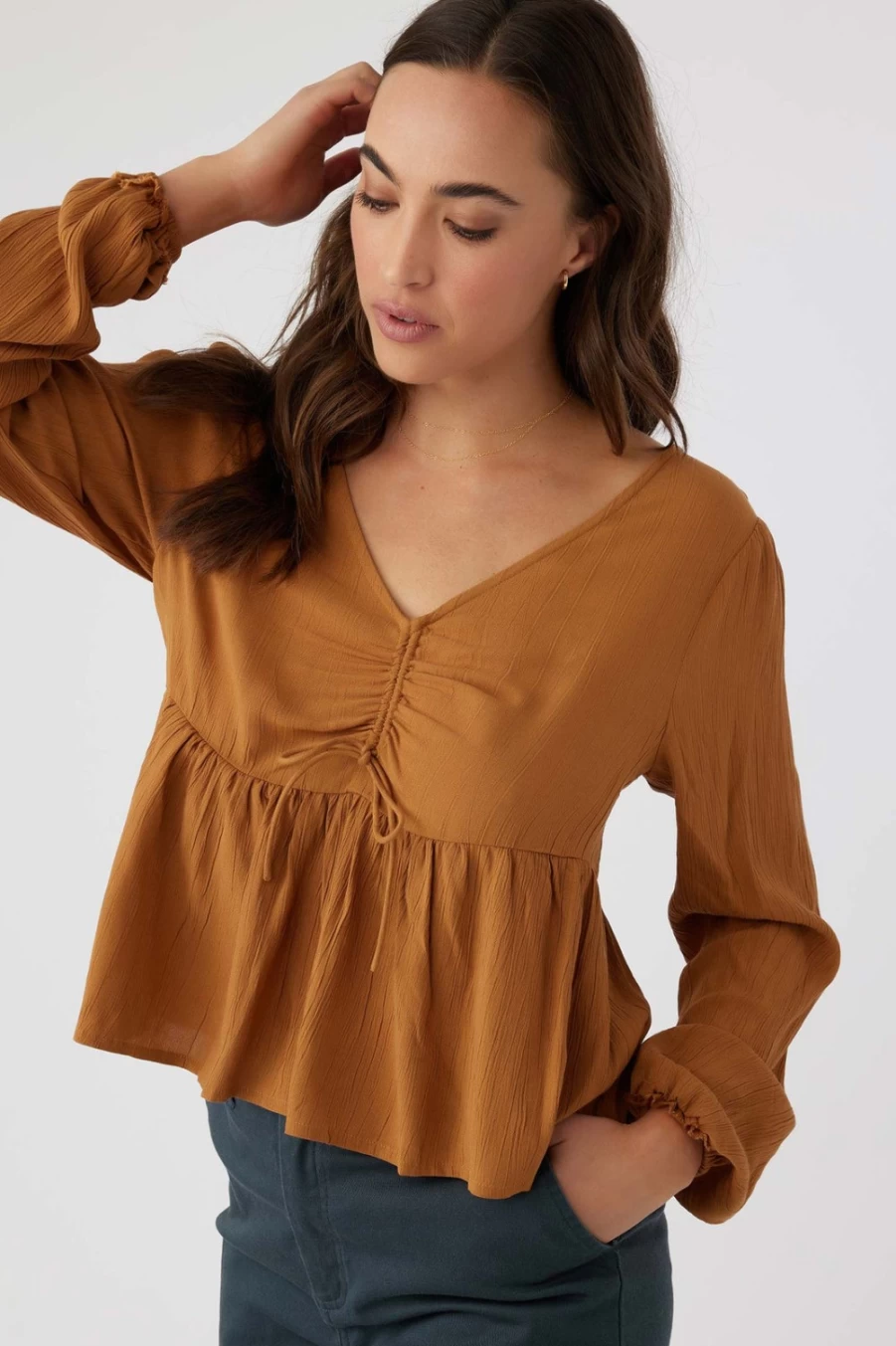 O'Neill Women's Carlotta Long Sleeve Top in Camel