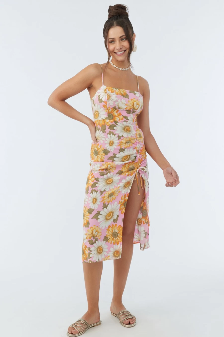 O'Neill Women's Pink Tavia Midi Dress - Flowy Casual Summer Dress