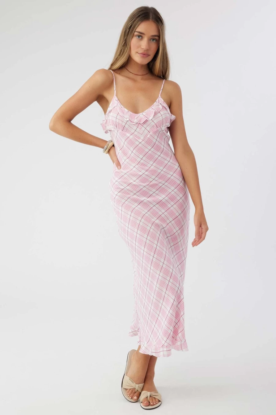 O'Neill Women's Pink Ellis Midi Dress - Flowy Casual Summer Dress