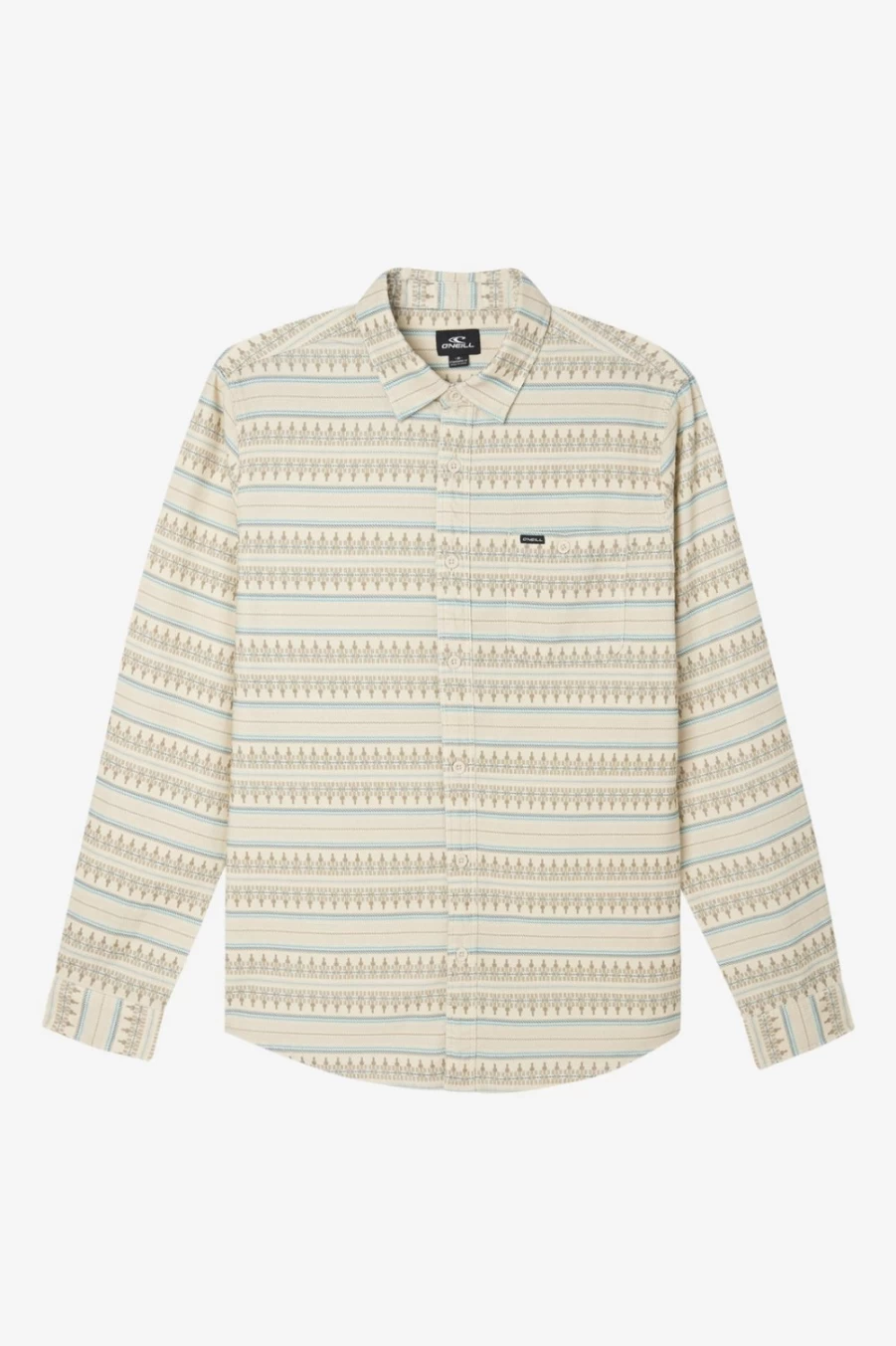 O'Neill Men's Light Khaki Stripe Long Sleeve Shirt - Caruso Style