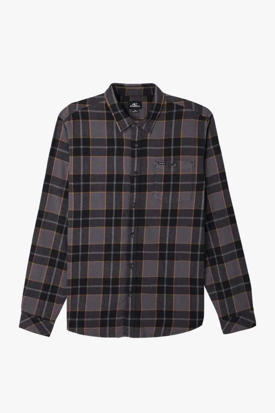 O'Neill Men's Black Stretch Flannel Shirt - Redmond Plaid Style