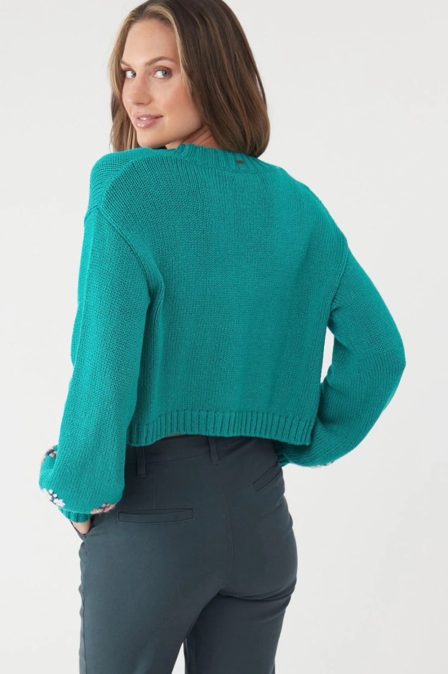 O'Neill Women's Breezie Cardi Sweater - Bluegrass Blue Cozy Knit Cardigan