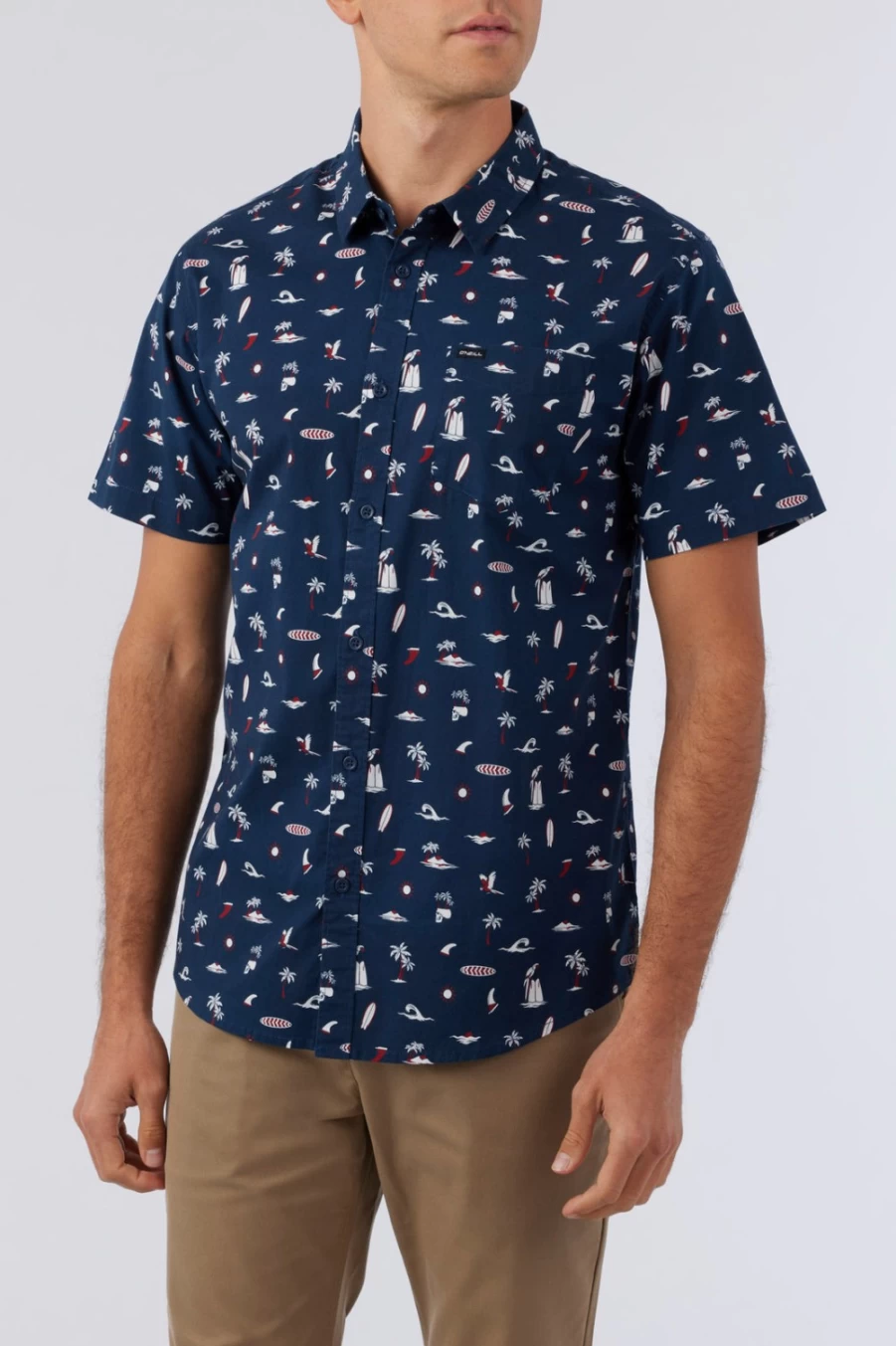 O'Neill Men's Navy Quiver Stretch Modern Shirt - Comfortable Stylish Casual Wear