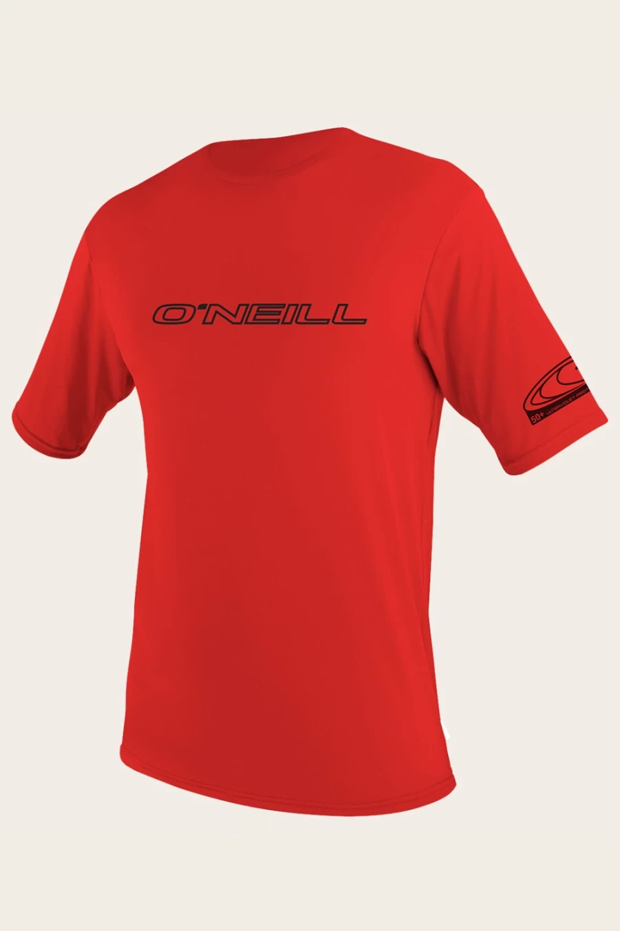O'Neill Men's Basic Skins 50+ Sun Shirt - Red UPF Protective Short Sleeve Shirt