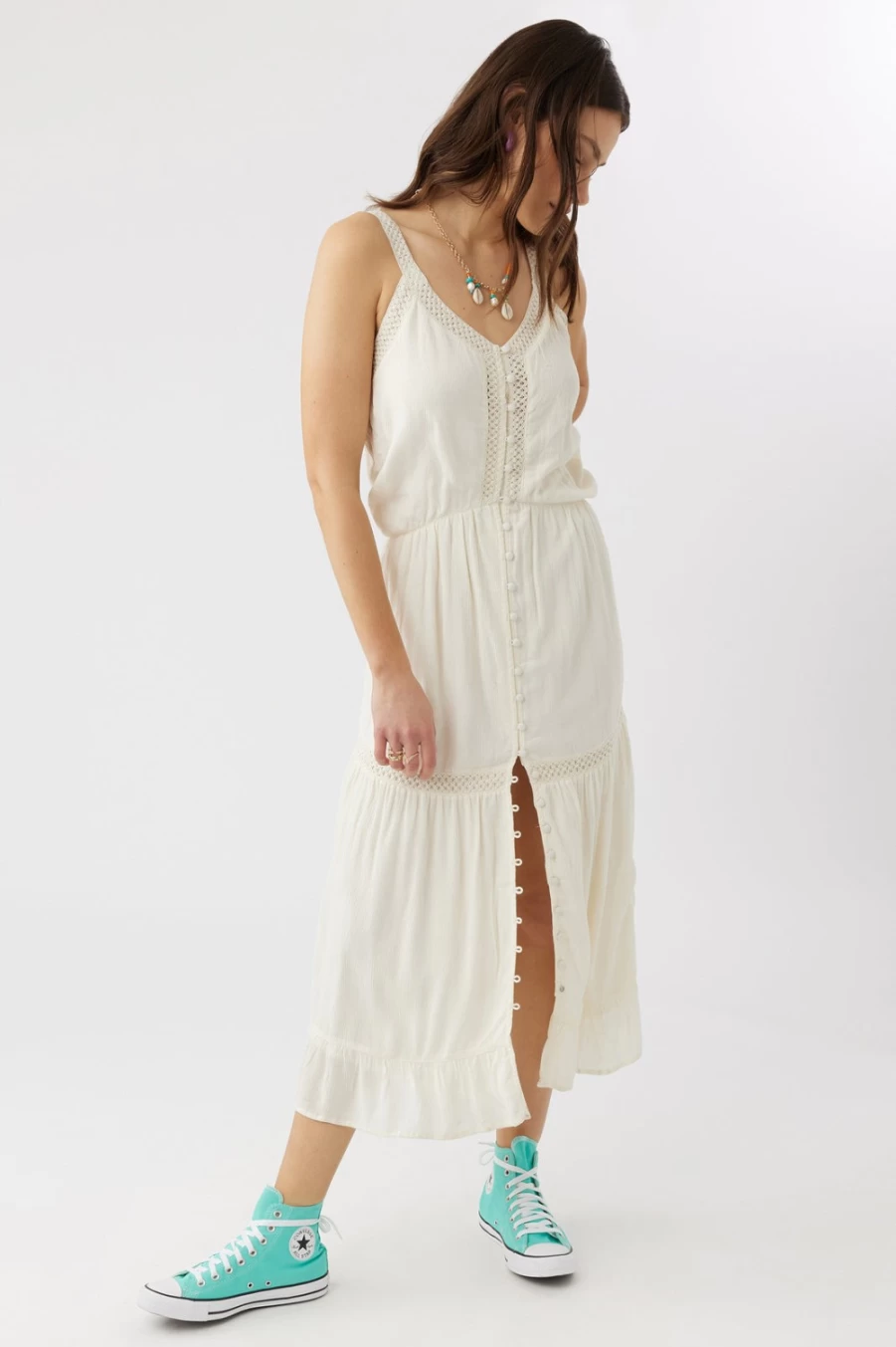 O'Neill Women's Shelby Midi Dress in Winterwhite - Elegant Casual Summer Dress