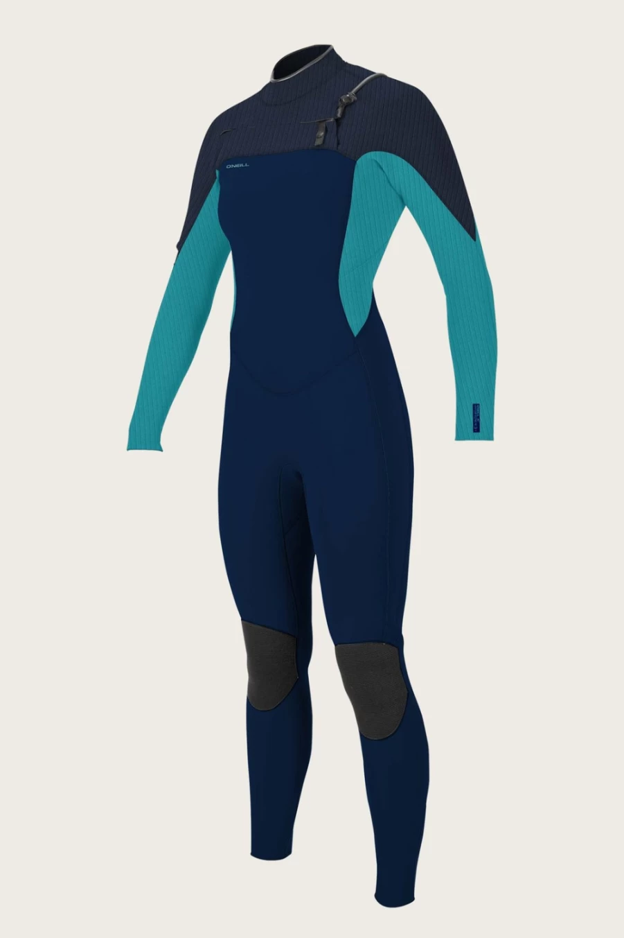 O'Neill Women's Hyperfreak 4/3mm Chest Zip Full Wetsuit - Abys/Turq