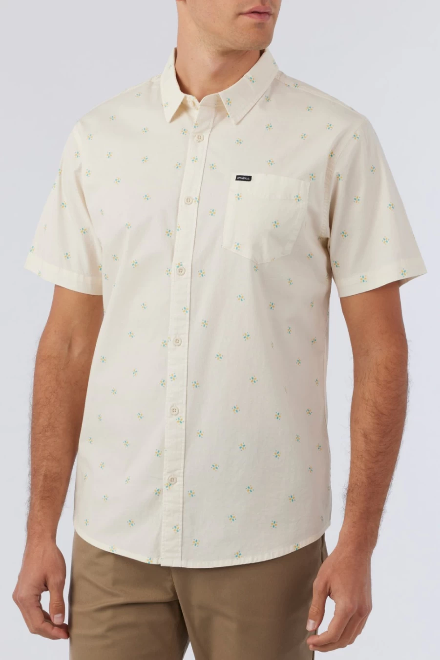 O'Neill Men's Quiver Stretch Modern Shirt in Cream - Comfortable & Stylish Casual Wear