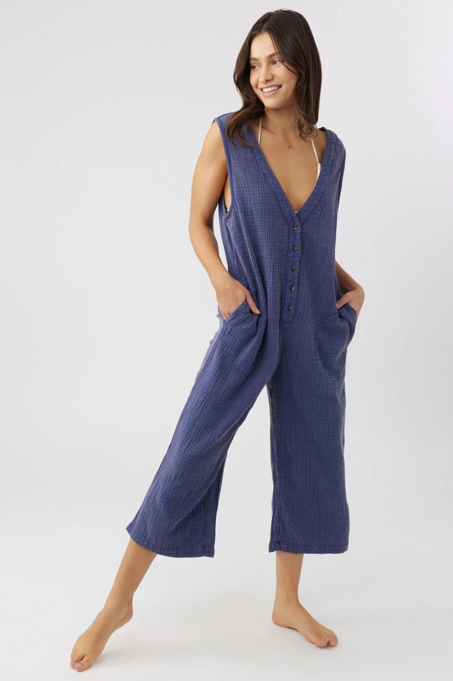 O'Neill Women's Classic Blue Lucie Romper - Stylish Summer Jumpsuit
