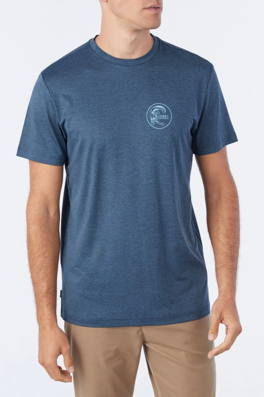 O'Neill Men's TRVLR UPF Staple T-Shirt in Heather Navy - Sun Protection Tee