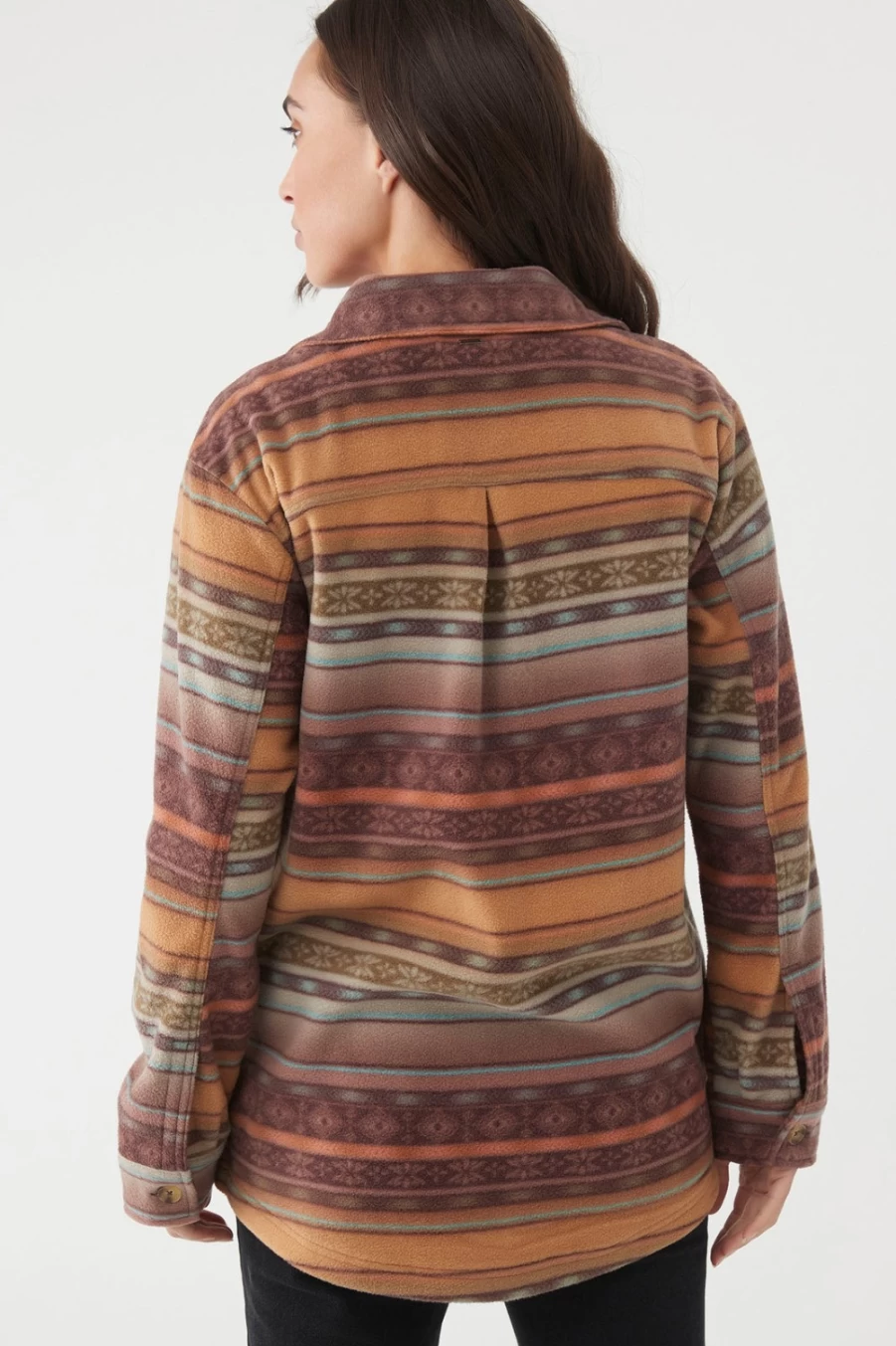 O'Neill Women's Brown Collins Printed Superfleece Shirt Jacket | Cozy Fleece Outerwear