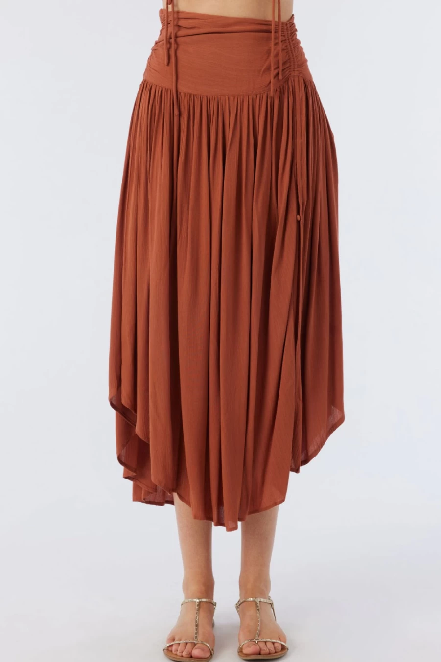 O'Neill Women's Averie Skirt in Rustic Brown - Casual Boho Style Midi Skirt