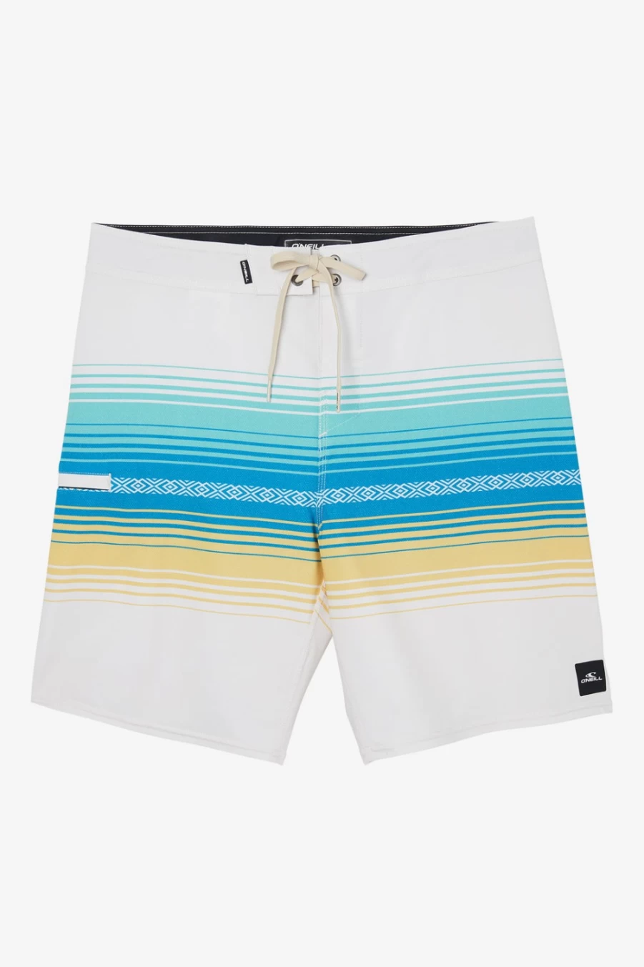 O'Neill Men's Hyperfreak Heat Stripe Line 19" Boardshorts in Cream
