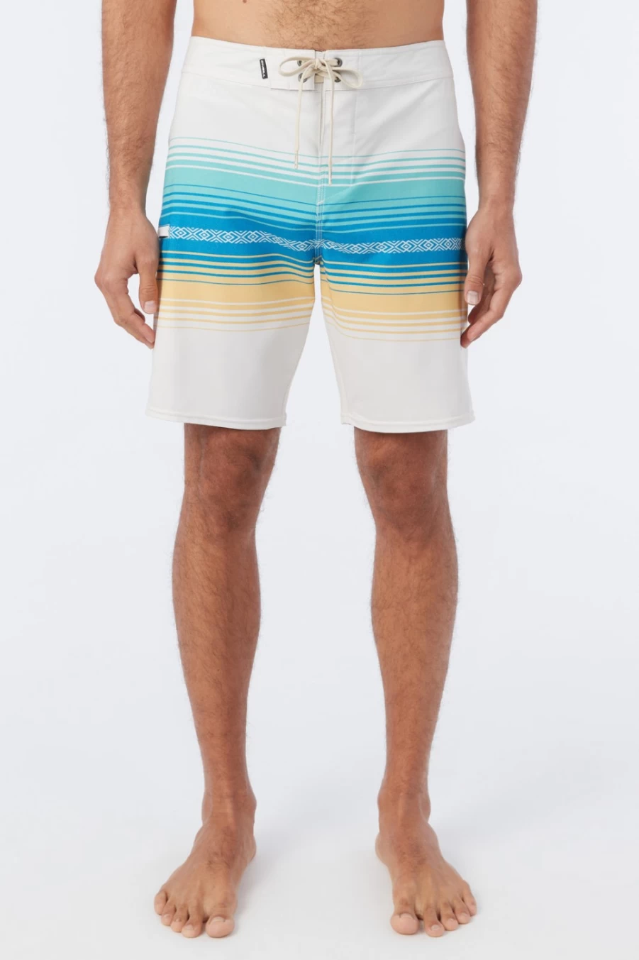 O'Neill Men's Hyperfreak Heat Stripe Line 19" Boardshorts in Cream